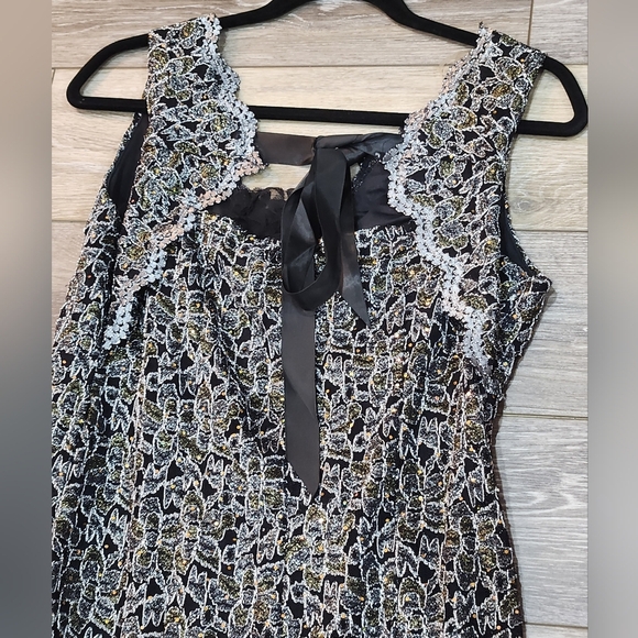 Chocolate Sequin Full Length Elegant Multicolor Sleeveless Dress - Picture 2 of 7